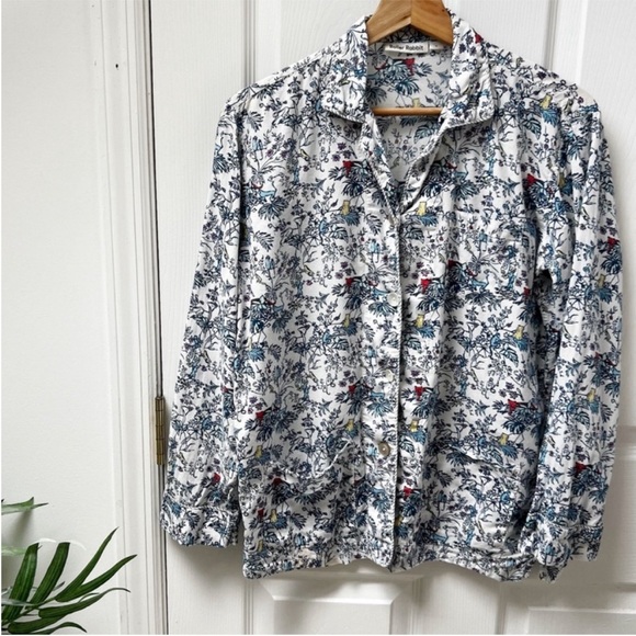 Roller Rabbit Forest Wild Life Animal Print Button Up Top - Picture 1 of 8